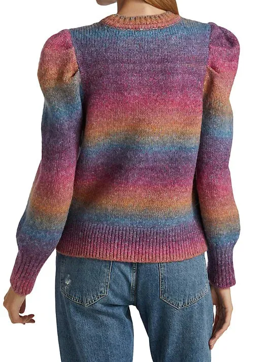 Design History Rainbow Puffed Sleeve Sweater