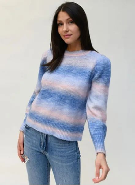 Design History Rainbow Puffed Sleeve Sweater