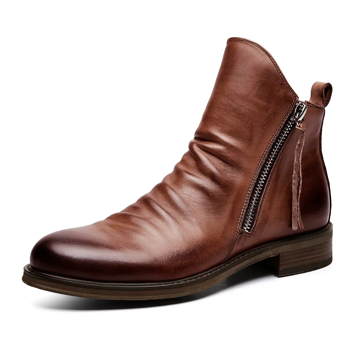 Double side zipper non-slip men's boots