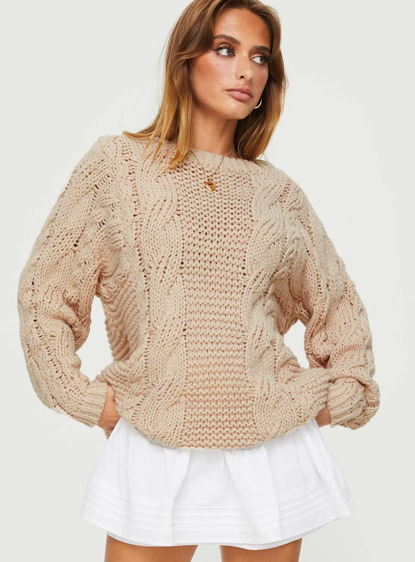 Ellison Cable Knit Jumper Beige