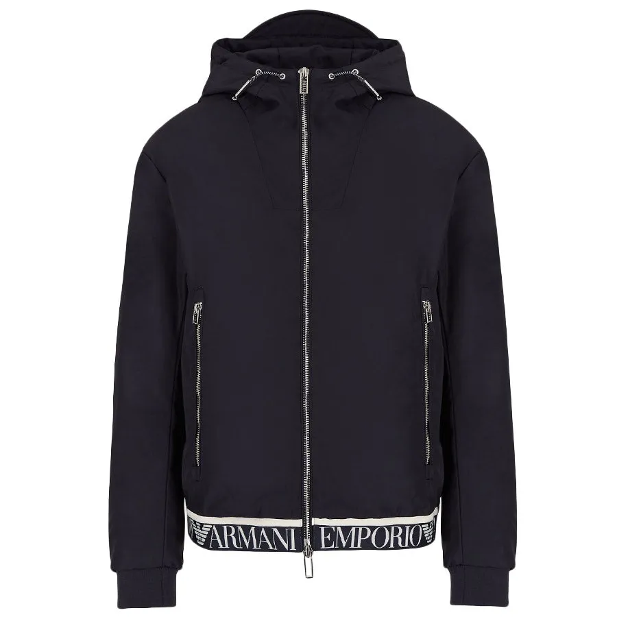 Emporio Armani - Blouson Hooded Jacket with Logo tape in Navy