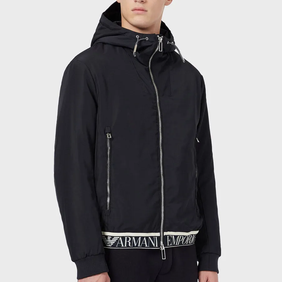 Emporio Armani - Blouson Hooded Jacket with Logo tape in Navy