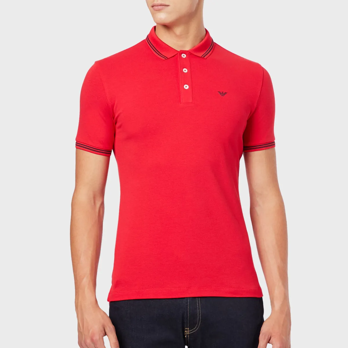 Emporio Armani - Cotton Pique Polo Shirt in Red