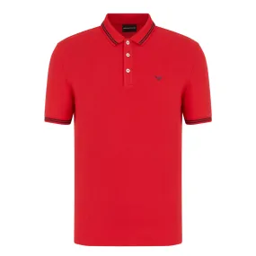 Emporio Armani - Cotton Pique Polo Shirt in Red