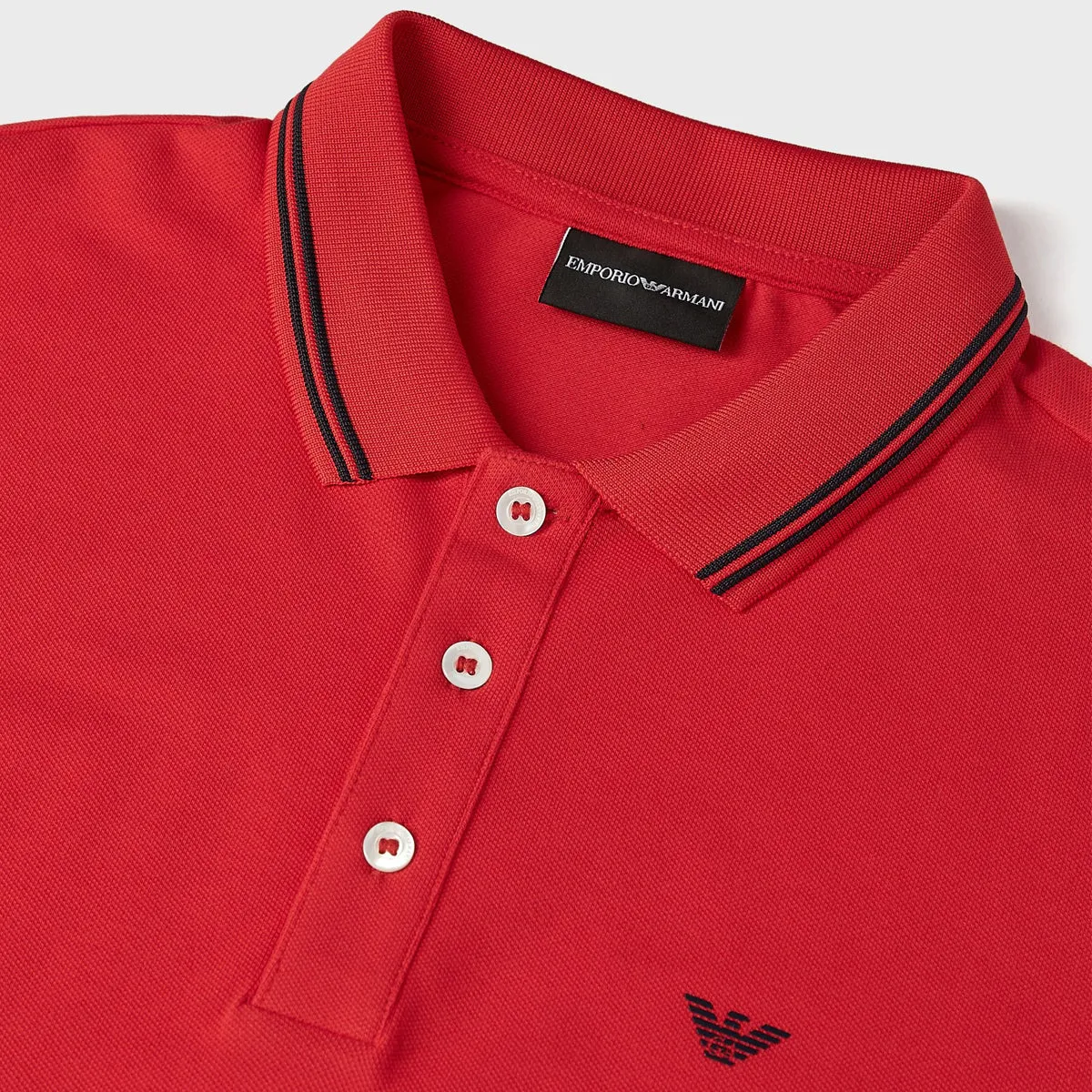 Emporio Armani - Cotton Pique Polo Shirt in Red