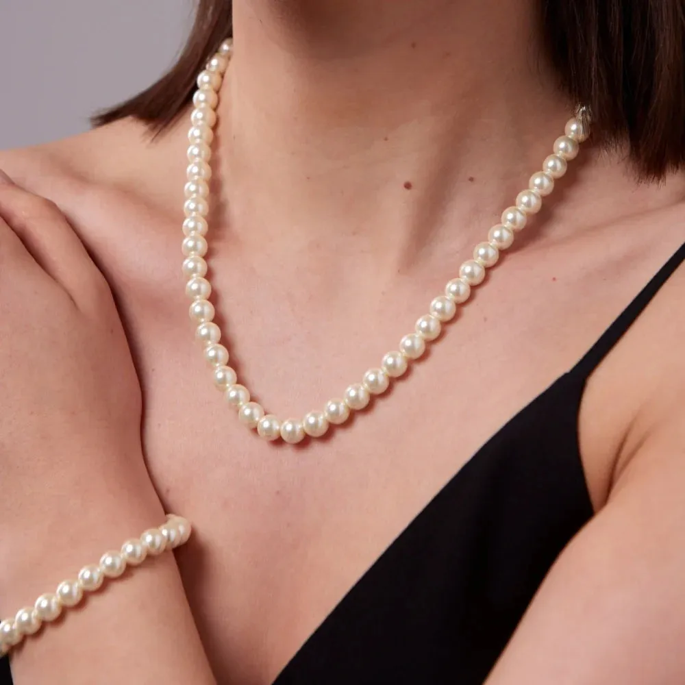 Faux Pearl Single Strand Necklace- Knight & Day Jewellery