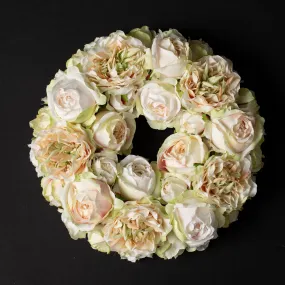 Faux White Rose Wreath