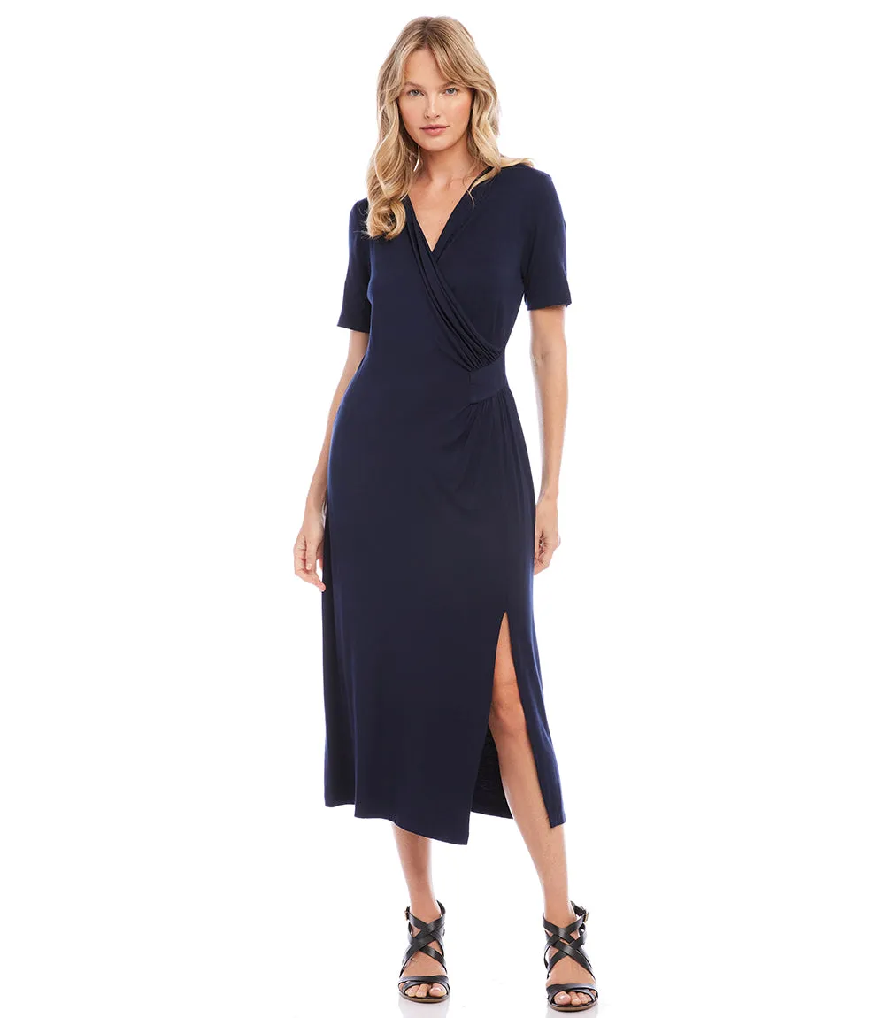 Faux Wrap Midi Dress