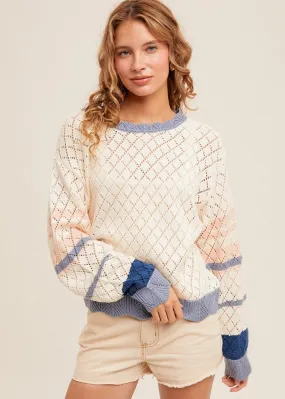 FINAL SALE - Spring Blessings Pointelle Relaxed Pullover