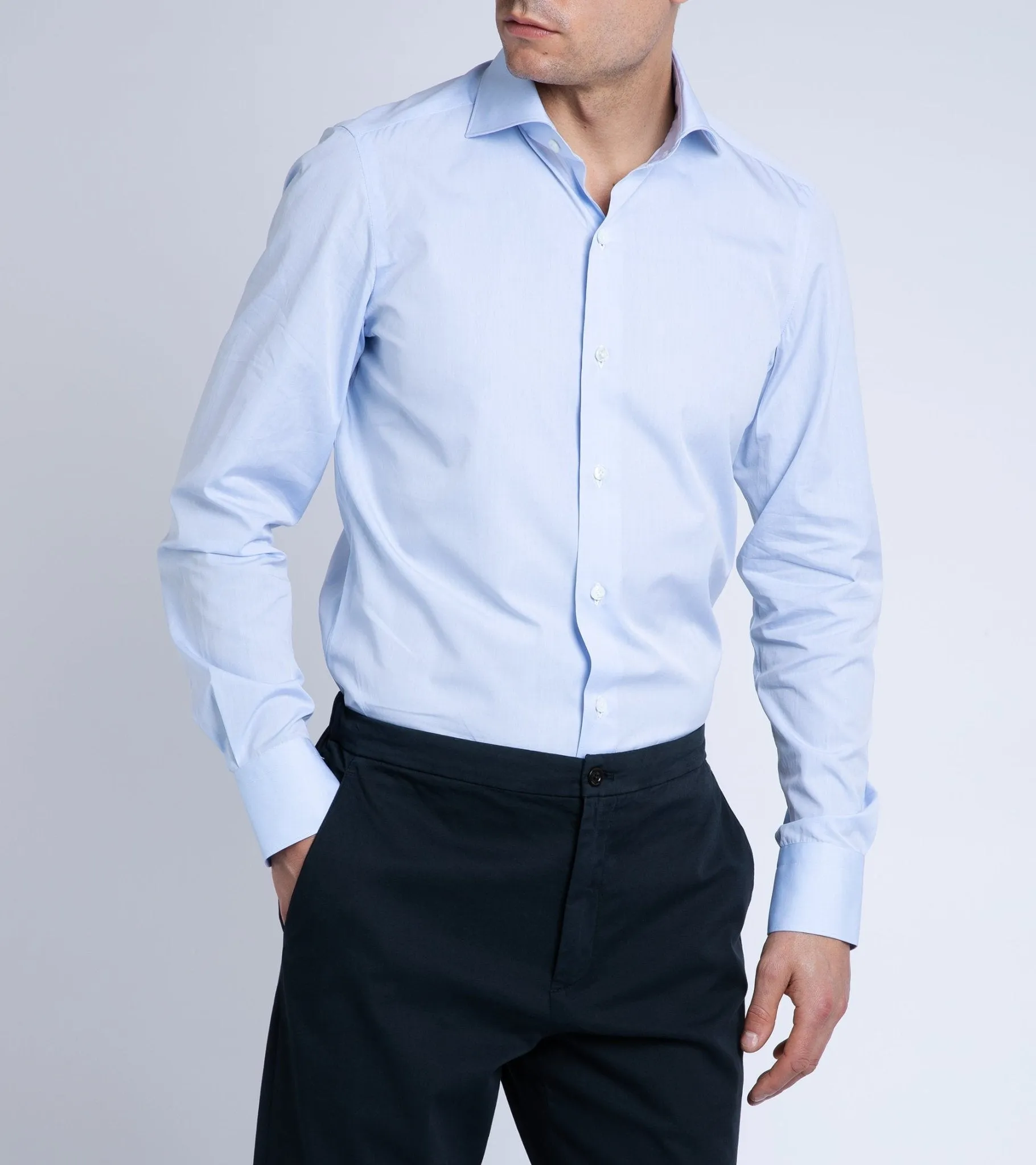 Finamore Milano Eduardo 170 Giza Cotton Formal Shirt: Blue