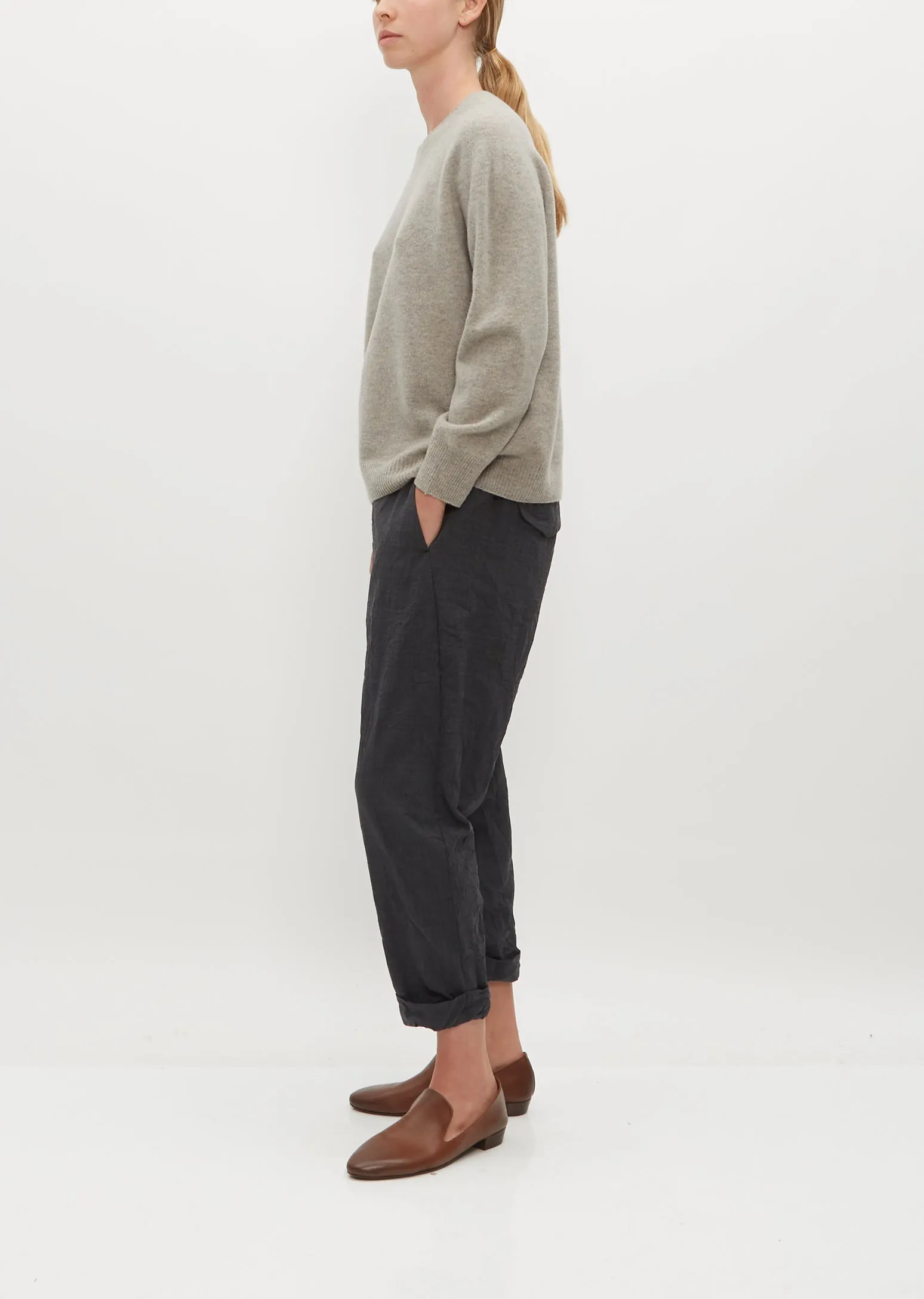 Fine Wool Crew Neck Pullover — Top Grey