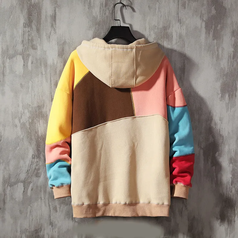 Fleece Casual Loose Color-blocking Pullover Top