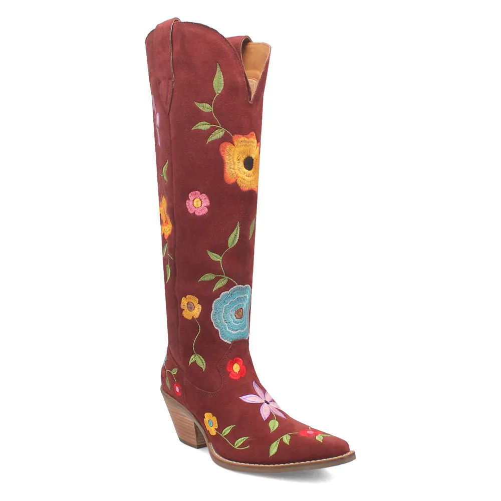 Flower Power Embroidered Floral Snip Toe Cowboy Boots