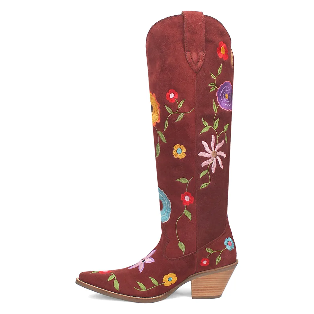 Flower Power Embroidered Floral Snip Toe Cowboy Boots