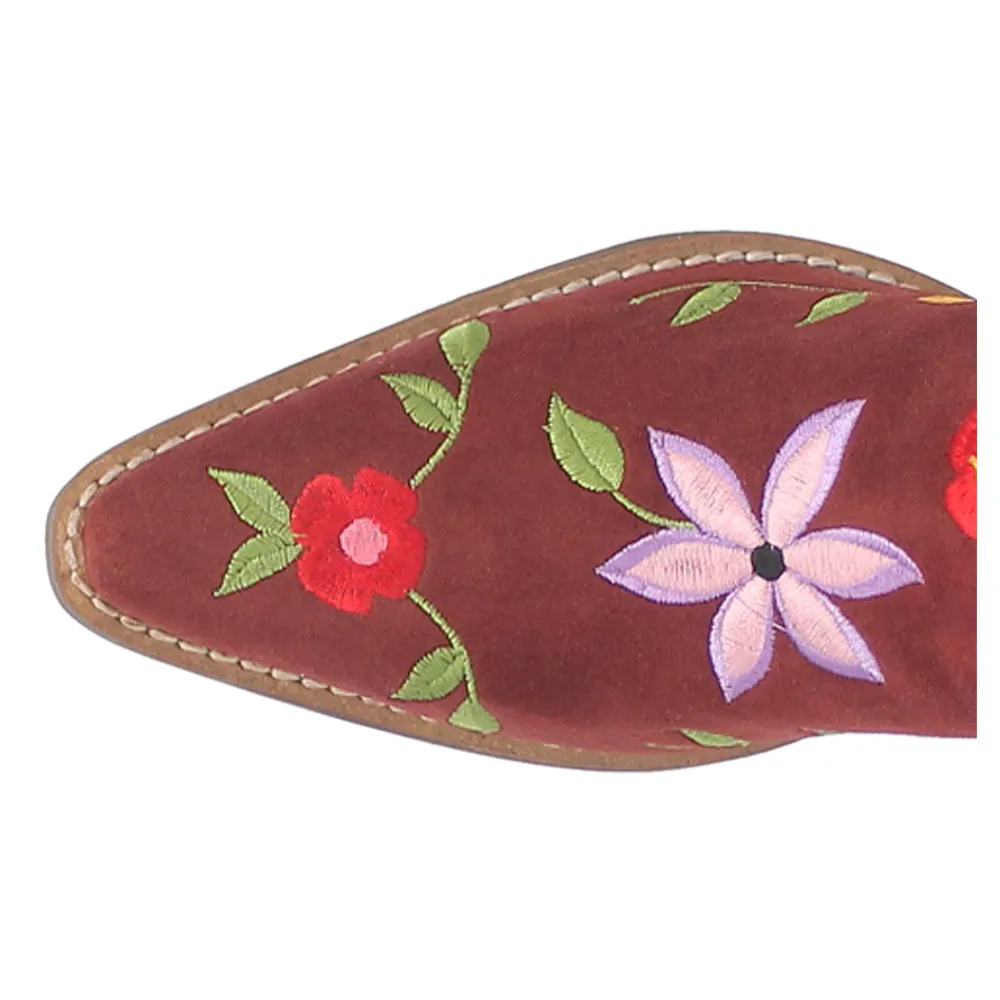 Flower Power Embroidered Floral Snip Toe Cowboy Boots