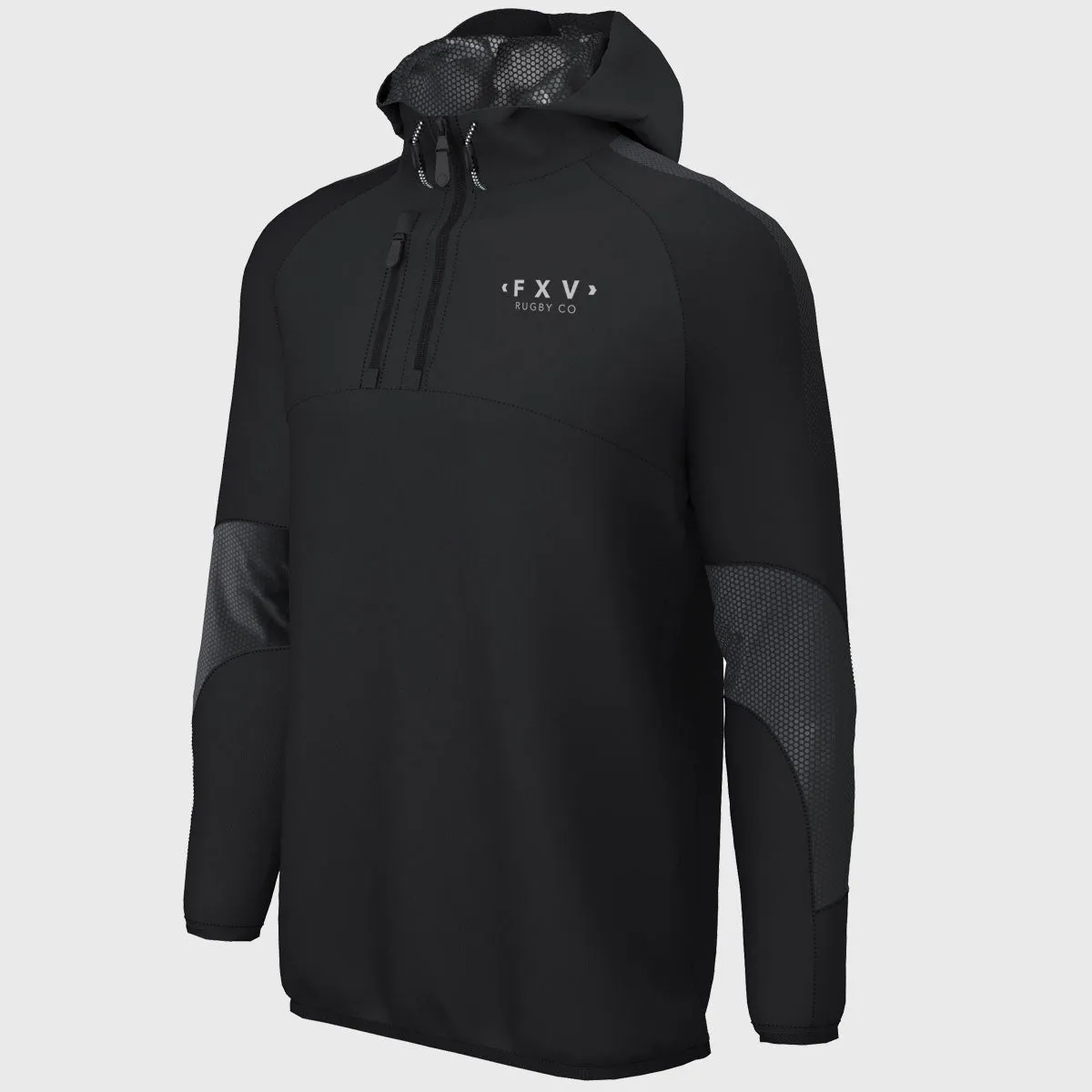 FXV Rugby Co 1/4 Zip Hooded Training Jacket Black