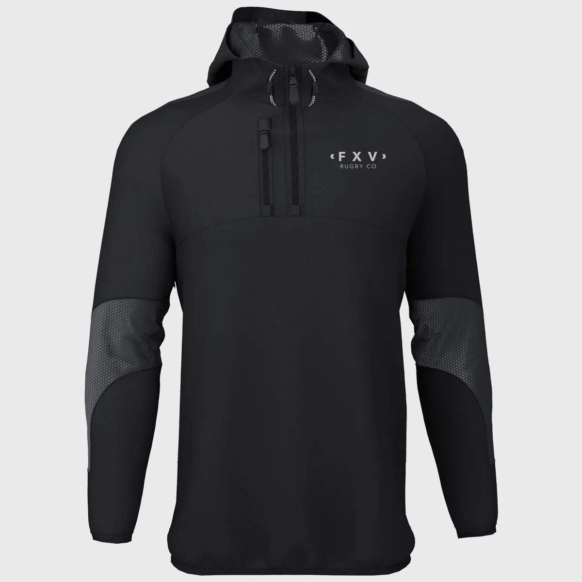 FXV Rugby Co 1/4 Zip Hooded Training Jacket Black