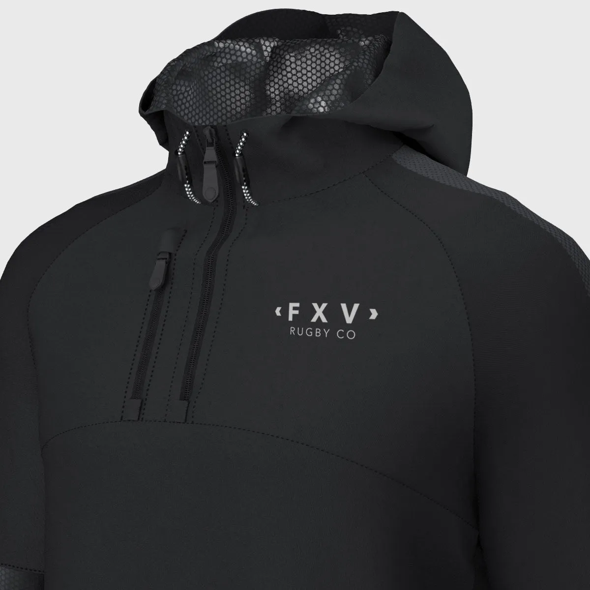 FXV Rugby Co 1/4 Zip Hooded Training Jacket Black