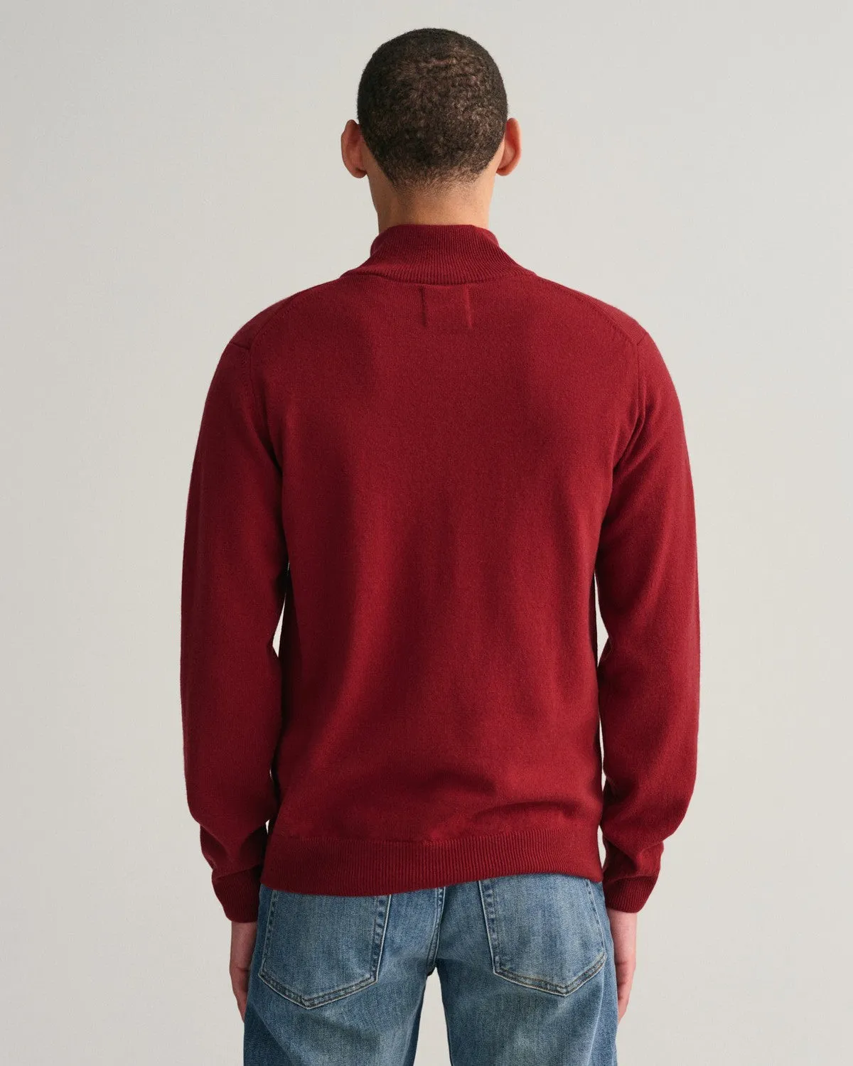 Gant 344825 Mens Superfine Lambswool Halfzip Jersey Red