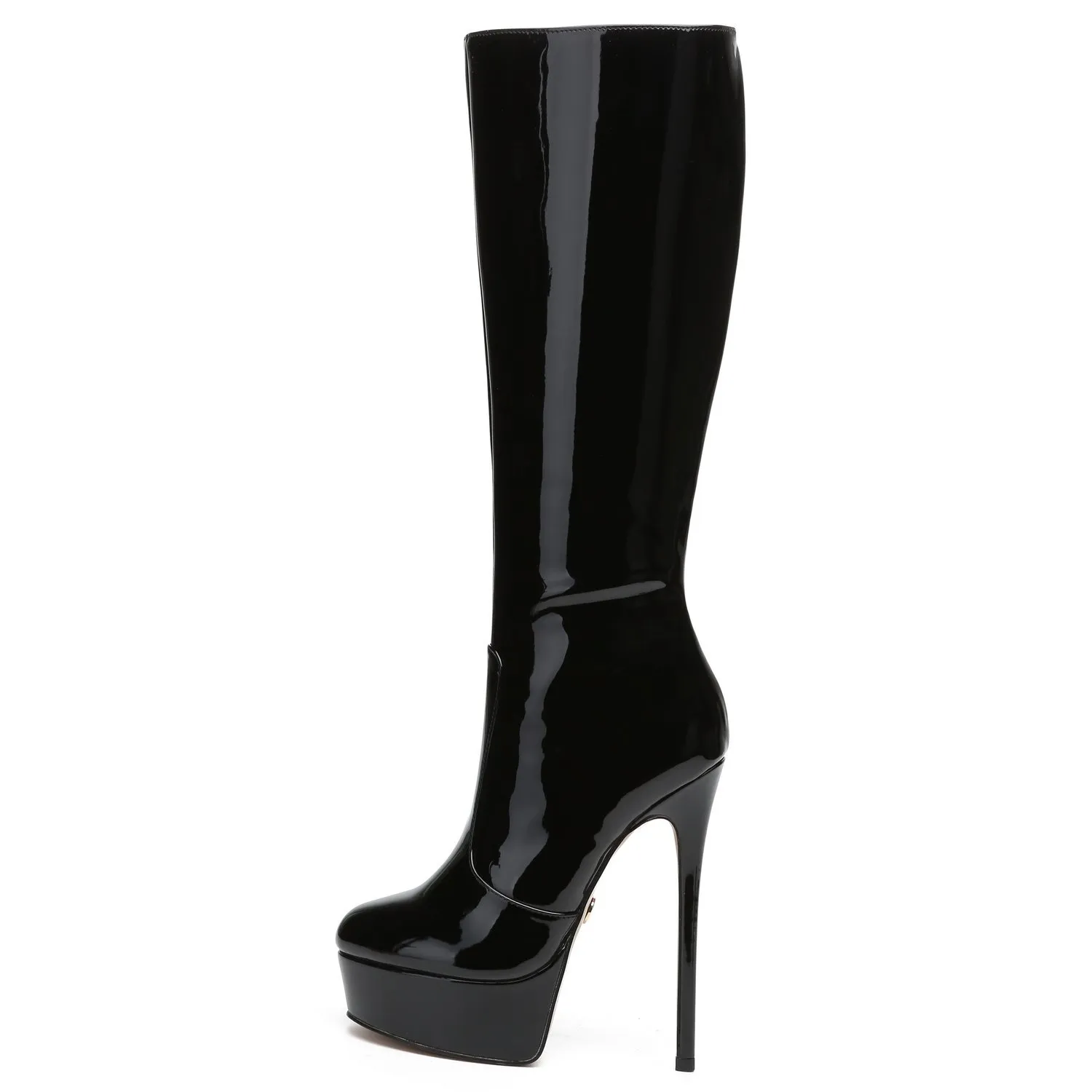 Giaro STACKSTAND BLACK SHINY KNEE BOOTS