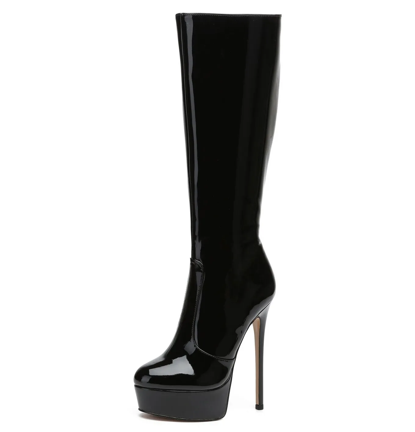 Giaro STACKSTAND BLACK SHINY KNEE BOOTS