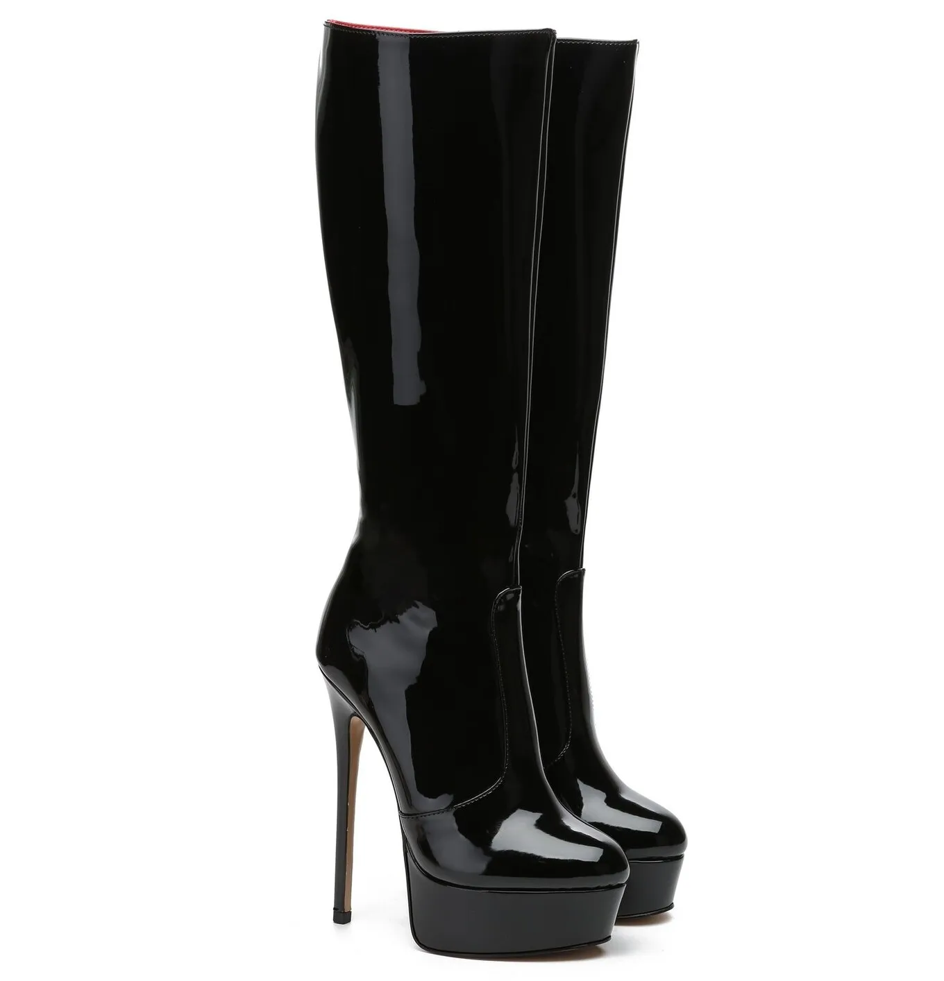 Giaro STACKSTAND BLACK SHINY KNEE BOOTS