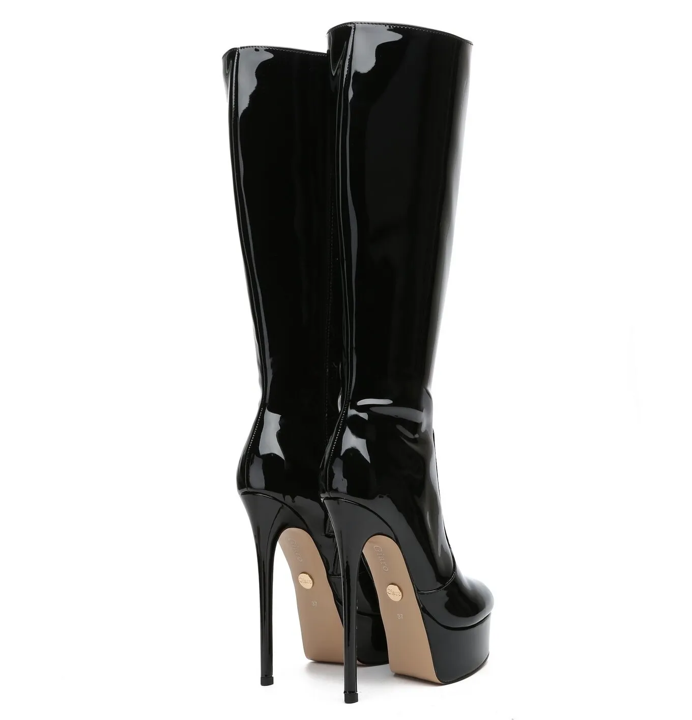 Giaro STACKSTAND BLACK SHINY KNEE BOOTS