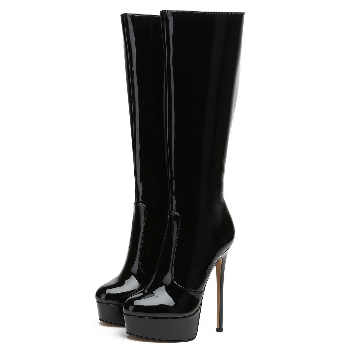 Giaro STACKSTAND BLACK SHINY KNEE BOOTS