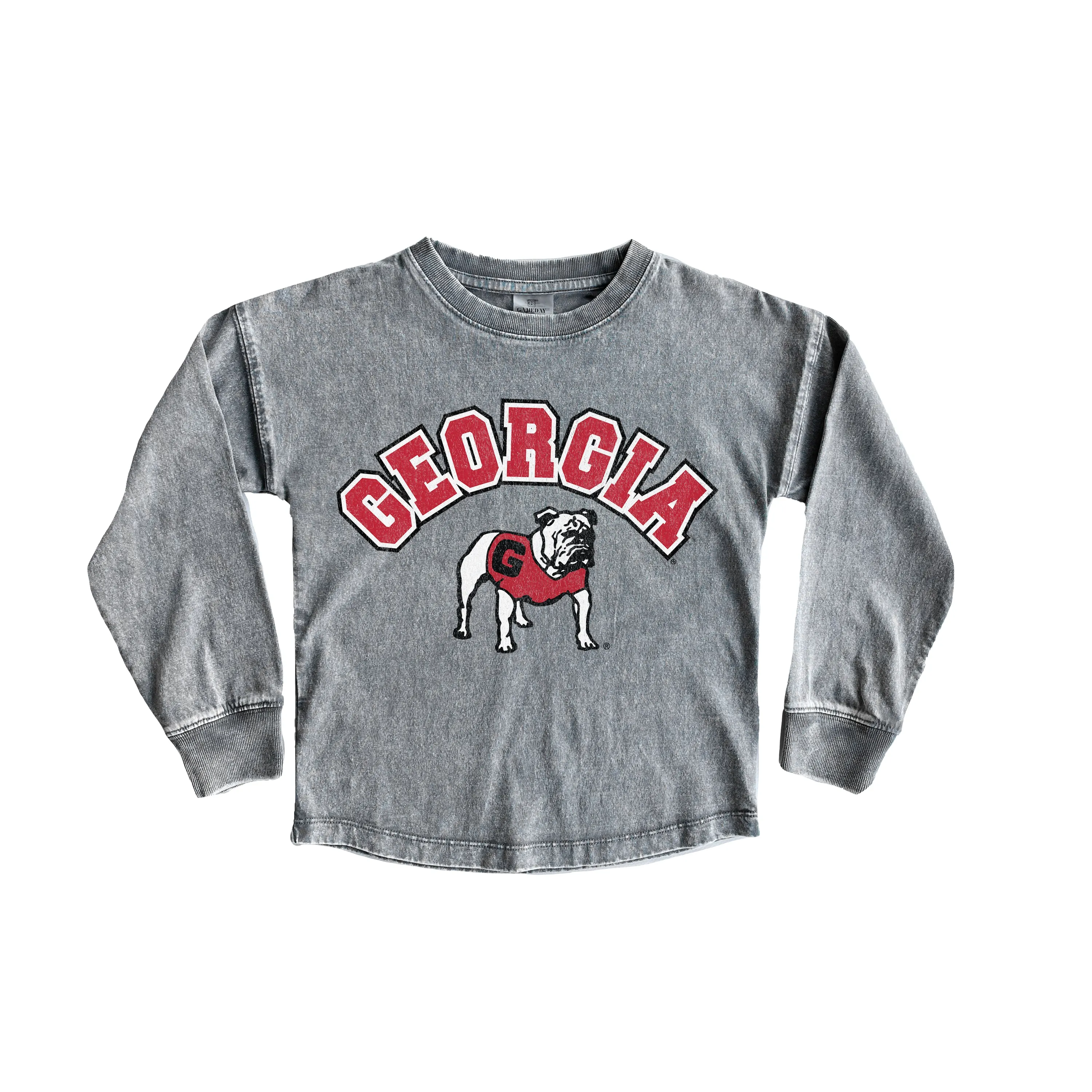 Girls Youth Gameday Couture Gray Georgia Bulldogs Faded Wash Pullover Top