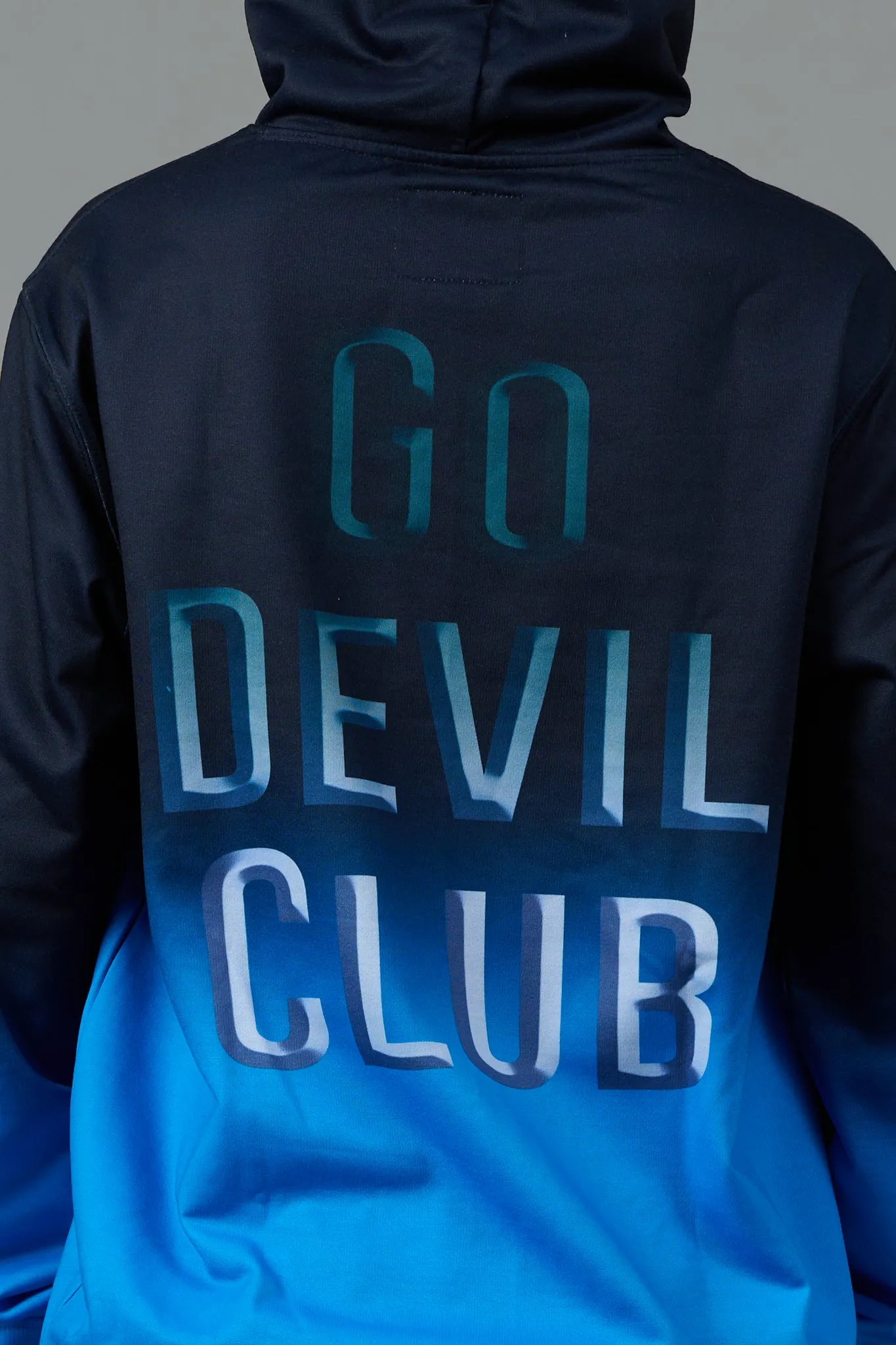 Go Devil Club Printed Black & Blue Hoodie for Women