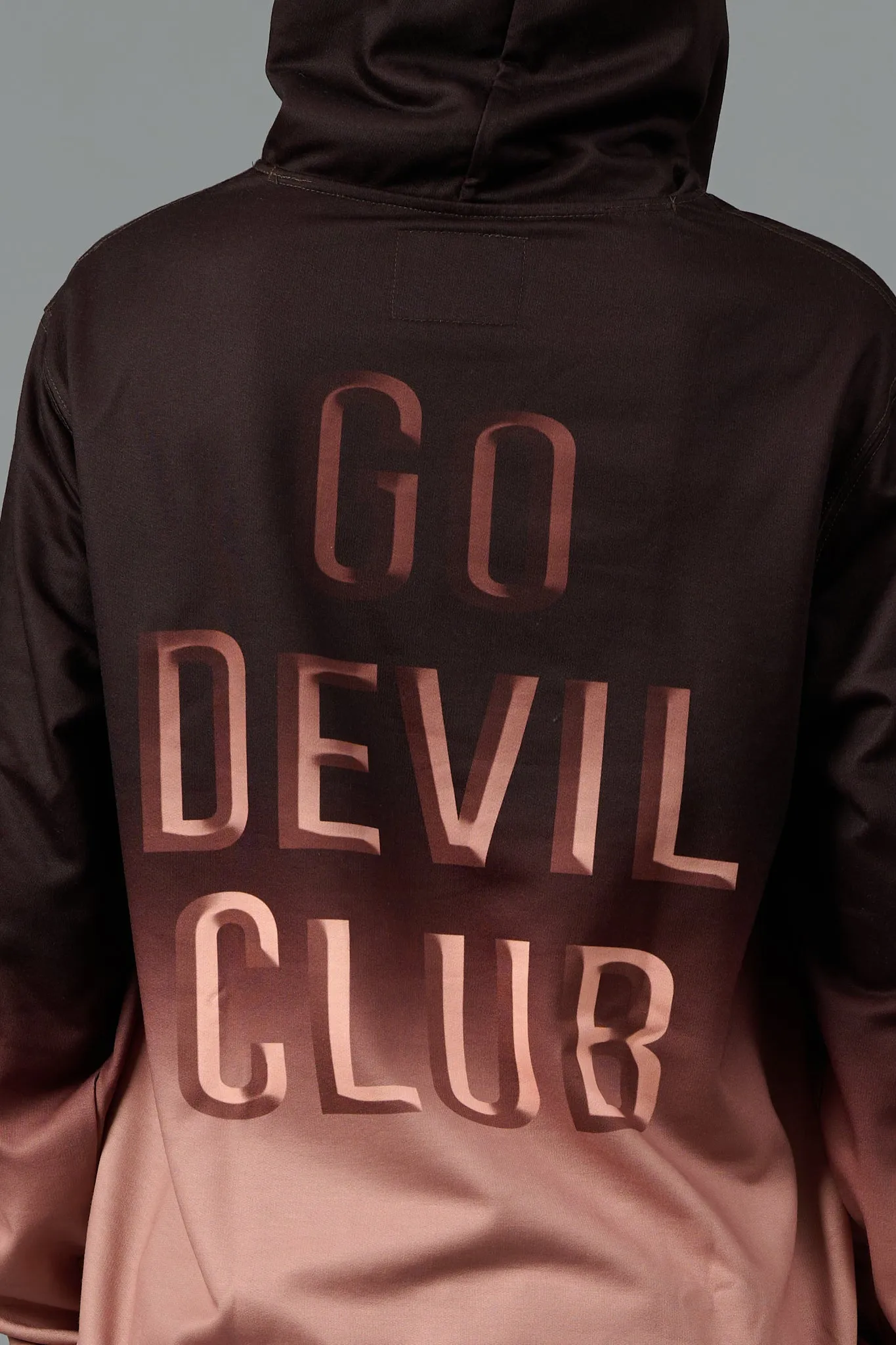 Go Devil Club Printed Rose Gold & Brown Hoodie for Women