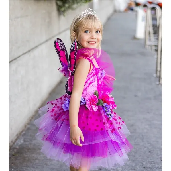 Great Pretenders Fairy Blooms Deluxe Dress & Wings, Hot Pink/Lilac