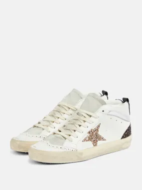 High Top Skate Sneakers White Glitter Round Toe Stars Print Sneakers Shoes