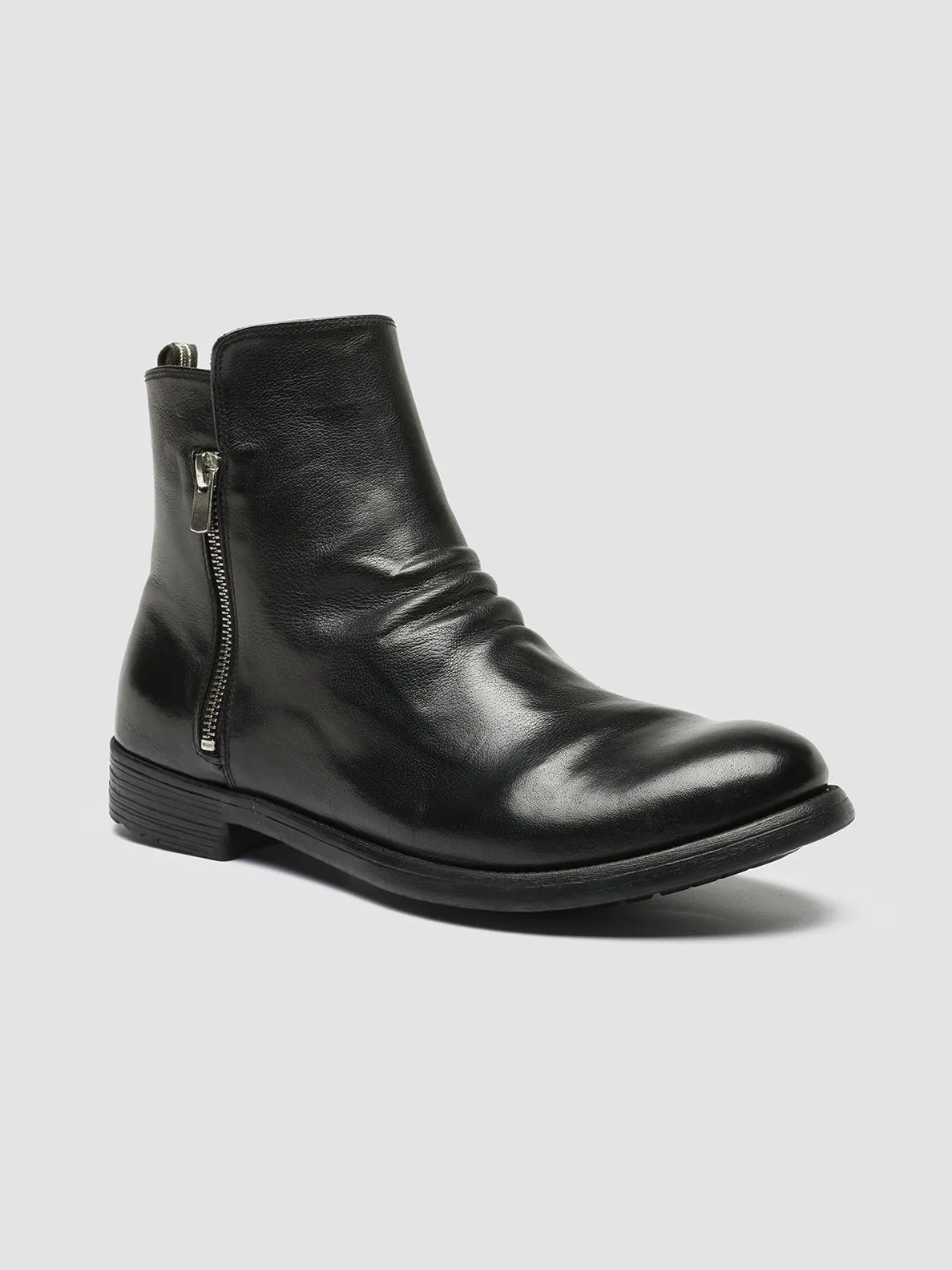 HIVE 054 - Black Leather Zip Boots