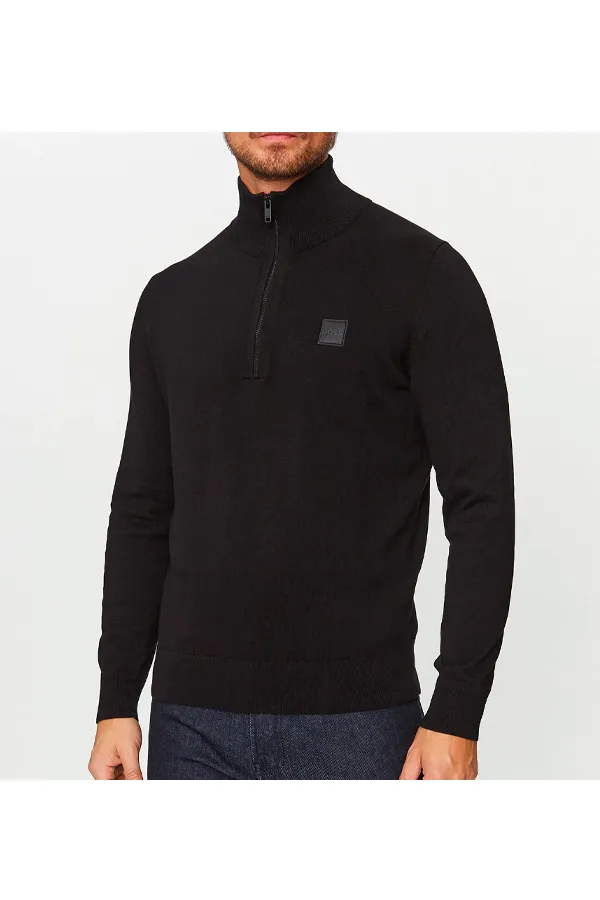 Hugo Boss Cashmere 1/4 Zip Knit Blend Black