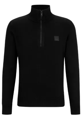 Hugo Boss Cashmere 1/4 Zip Knit Blend Black