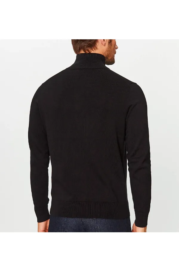 Hugo Boss Cashmere 1/4 Zip Knit Blend Black