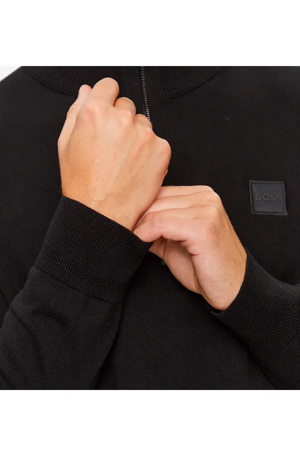 Hugo Boss Cashmere 1/4 Zip Knit Blend Black