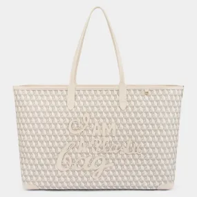 I Am A Plastic Bag Zipped Motif Tote-              