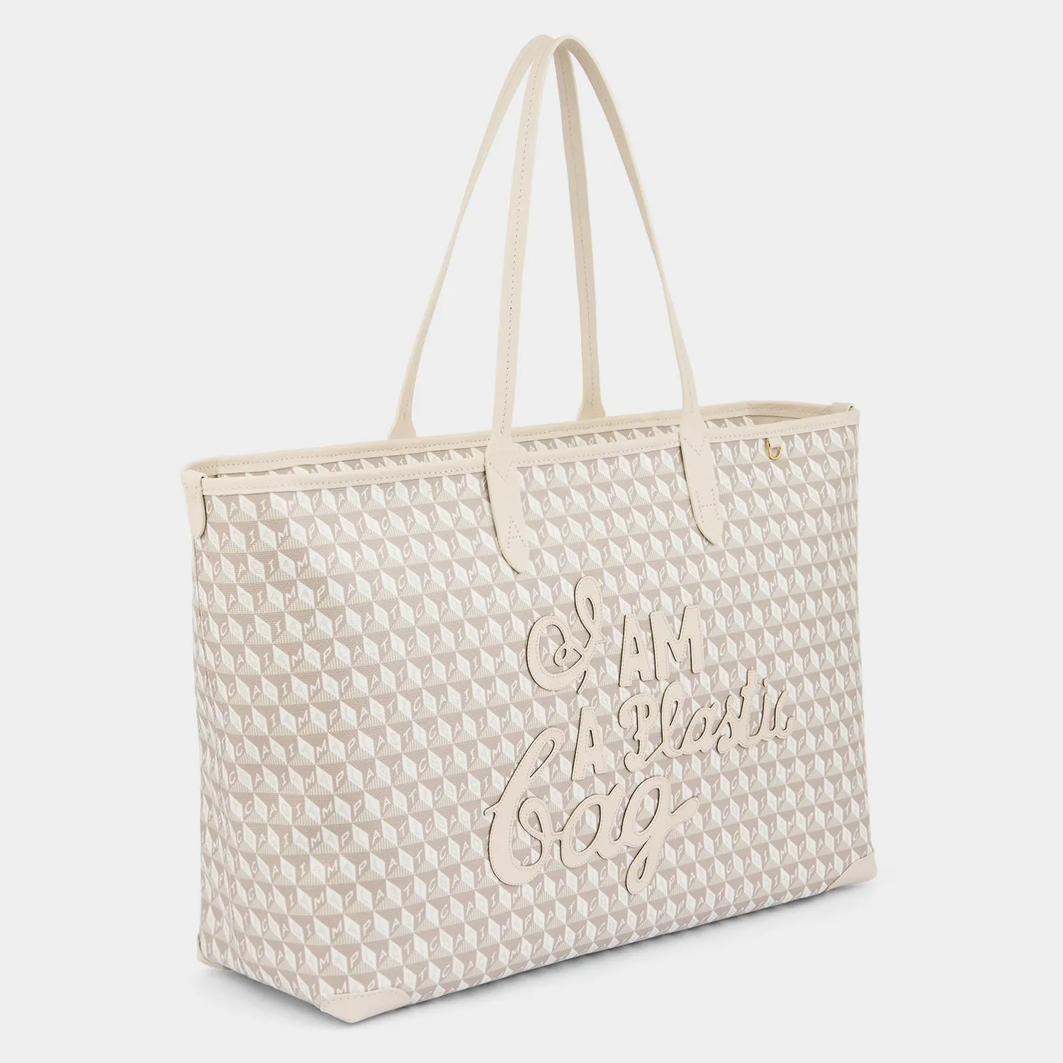 I Am A Plastic Bag Zipped Motif Tote-              