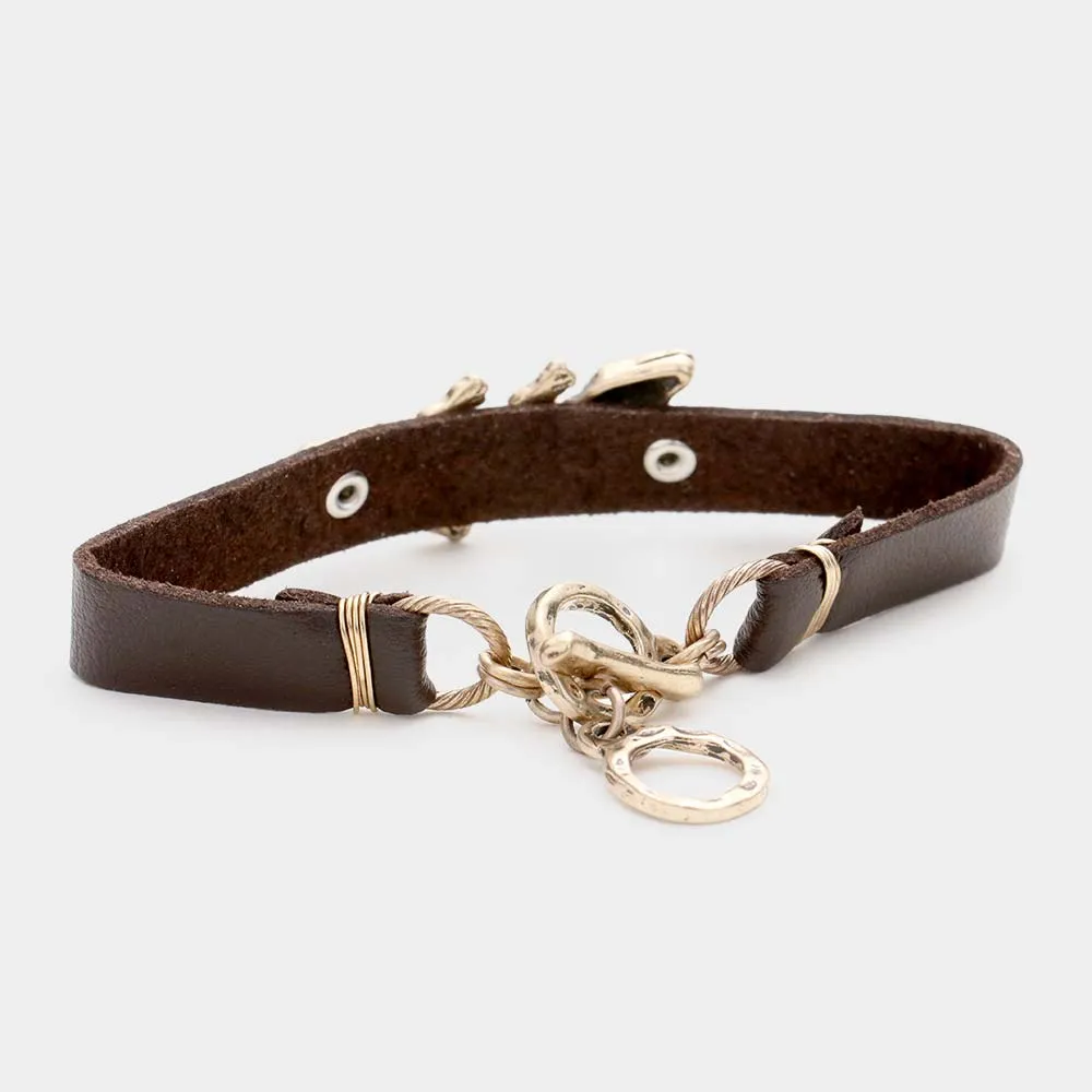 iLLASPARKZ Crocodile Faux Leather Toggle Bracelet