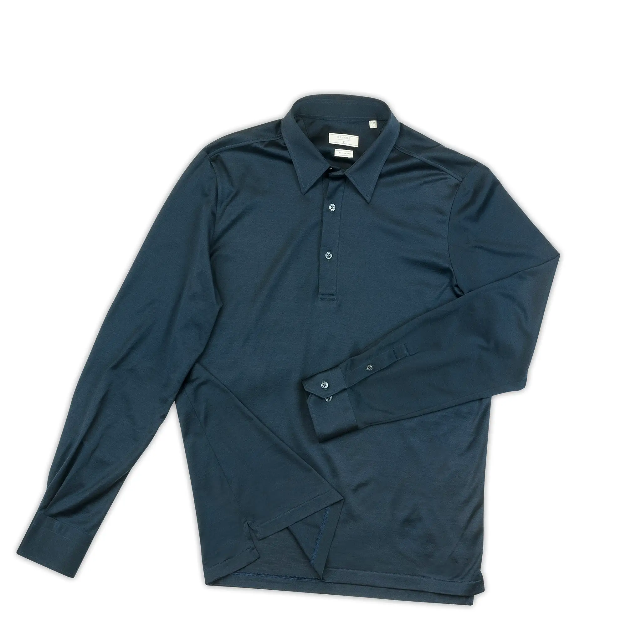 Jean long-sleeved polo in fine jersey (dark blue)