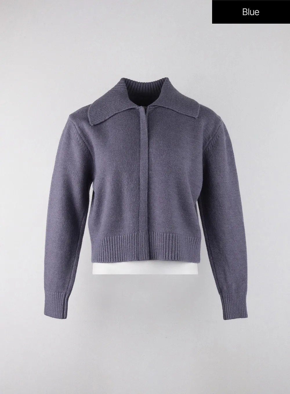 Knit Collar Zip Cardigan OJ405