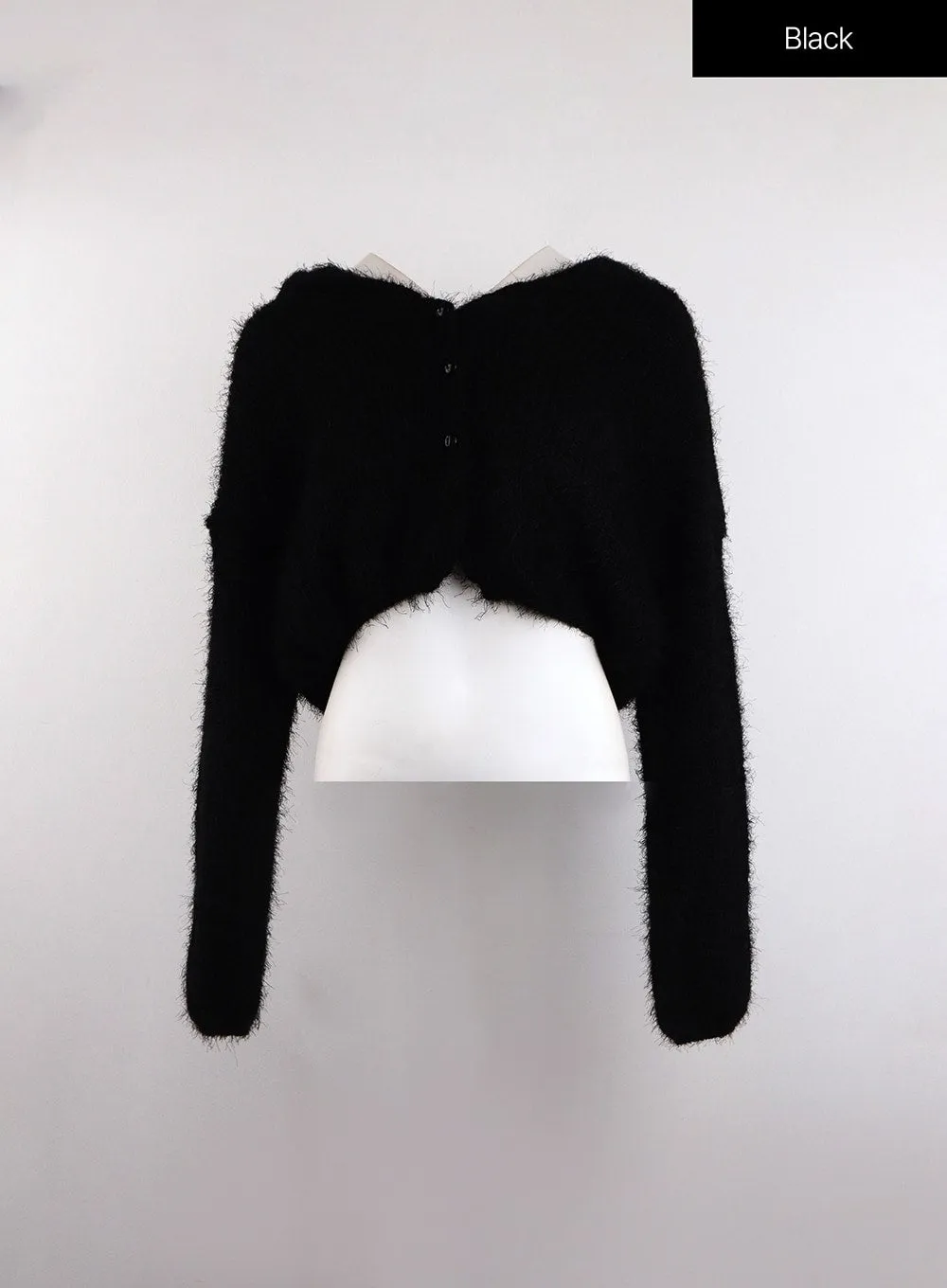 Knit Fuzzy Button-Up Cardigan OJ419