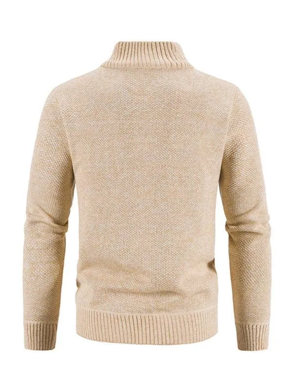 Knitted Collar Stand  Men Cardigan