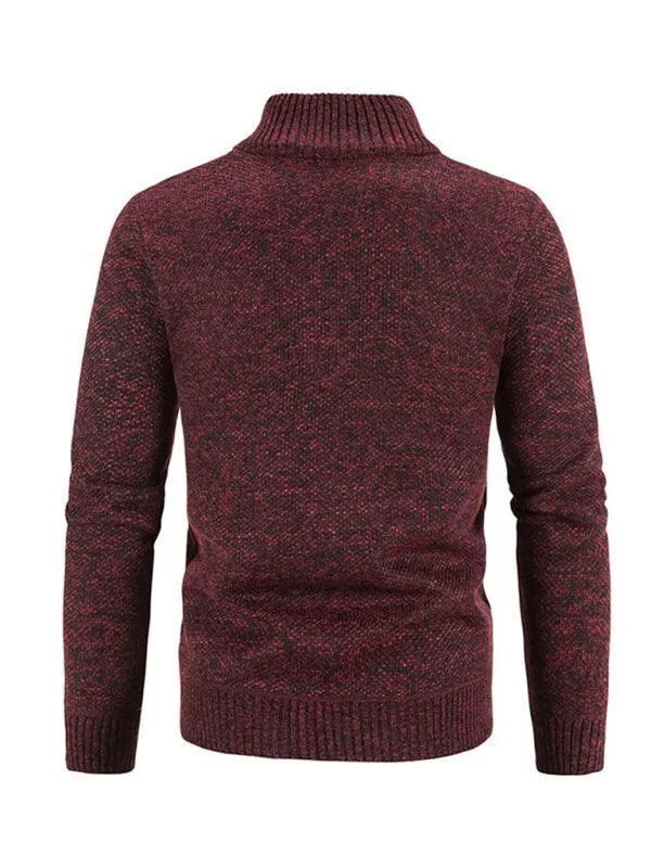 Knitted Collar Stand  Men Cardigan