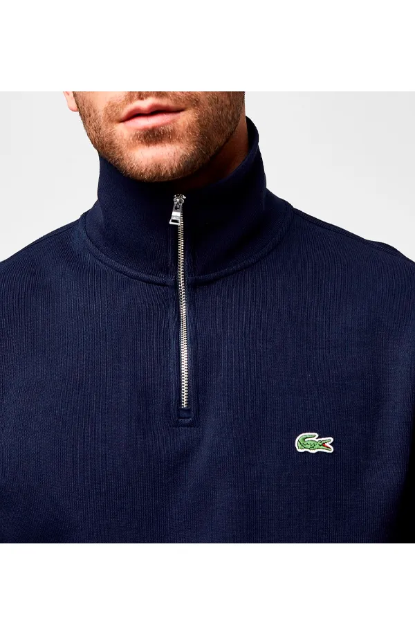 Lacoste Zip Knit Pullover Navy