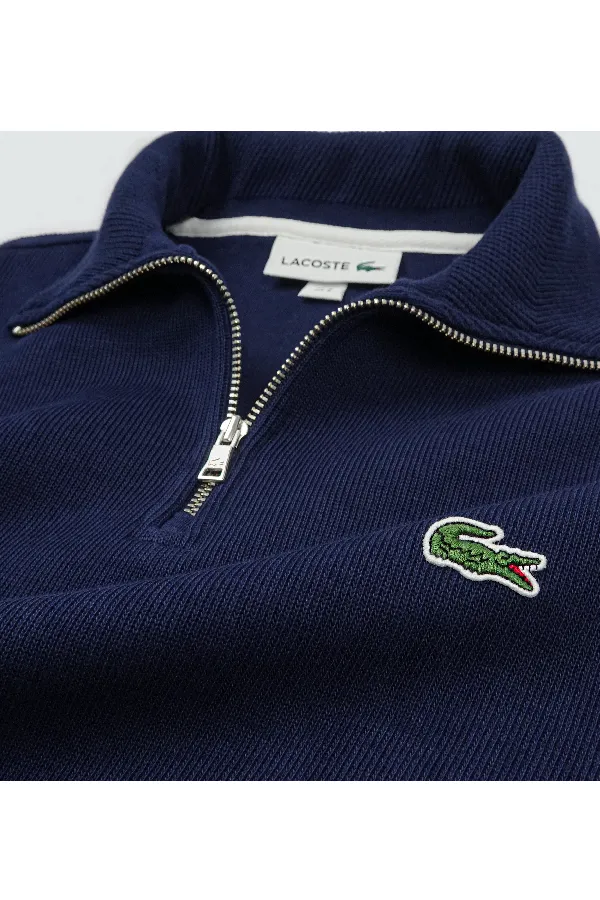 Lacoste Zip Knit Pullover Navy