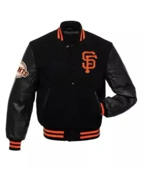 Letterman San Francisco Giants Varsity Jacket Black-02