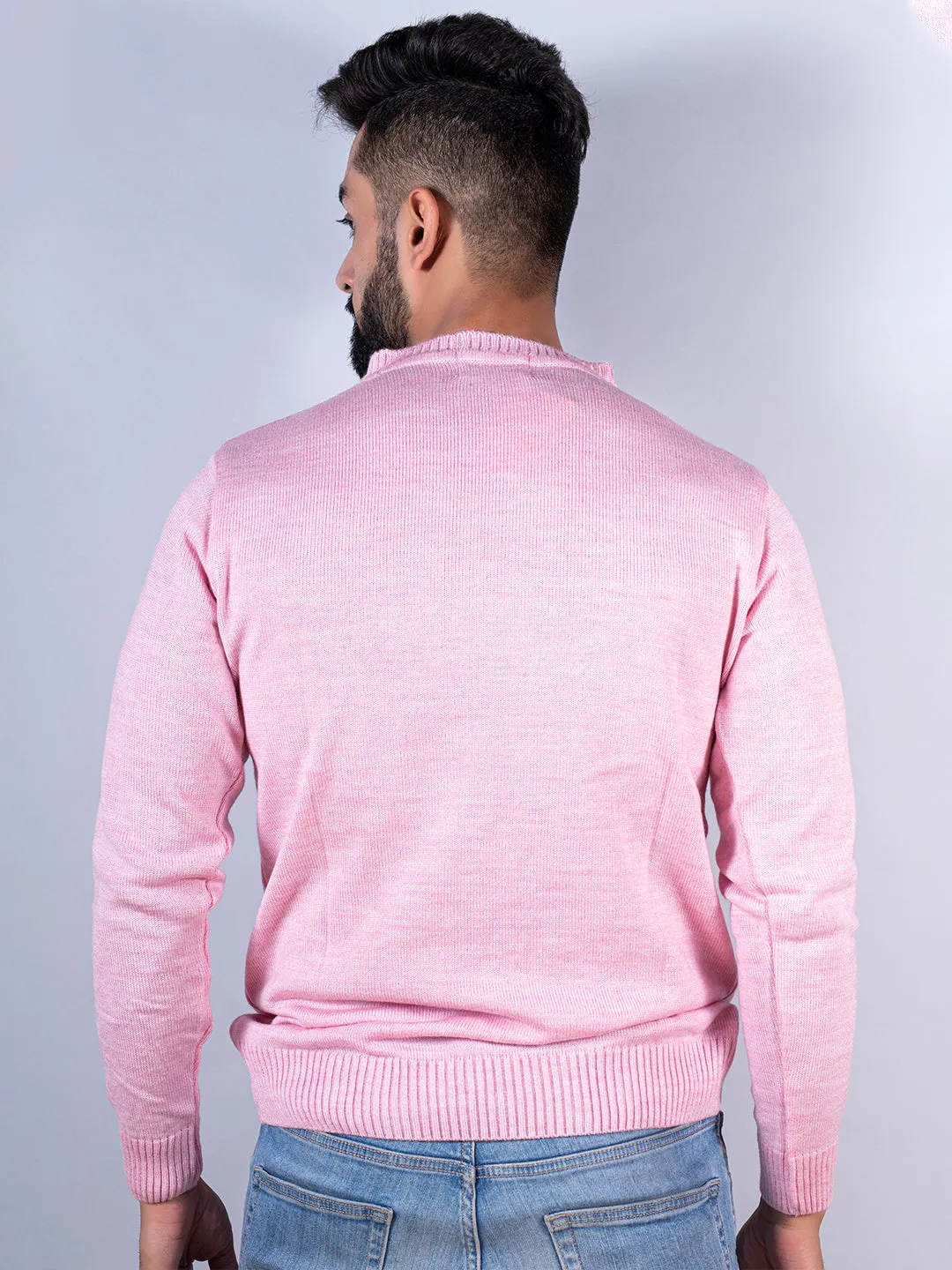 Light Pink Color Crew Neck Sweater For Women